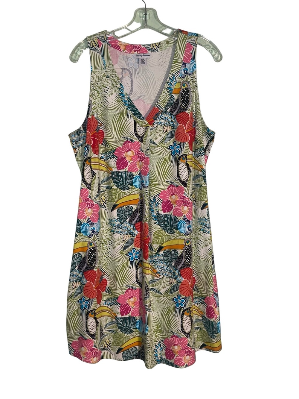 Tommy Bahama If one can Toucan silk tropical print dress. Size Large GUC - Picture 10 of 14